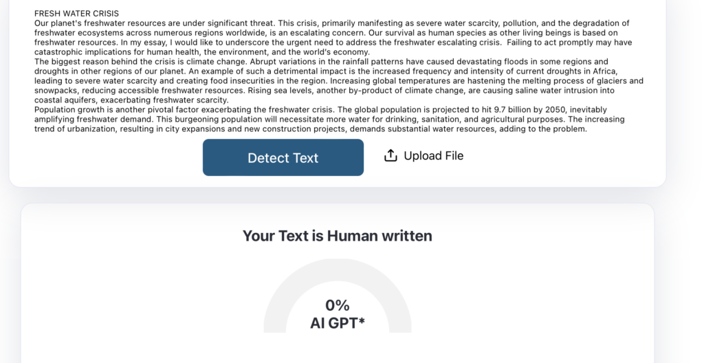 Human touch in AI-generated text analyzed by AI Detector